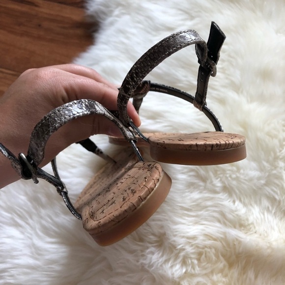 Cole Haan Britt Cork Snake Leather Sandal Roccia 7 - Picture 4 of 8